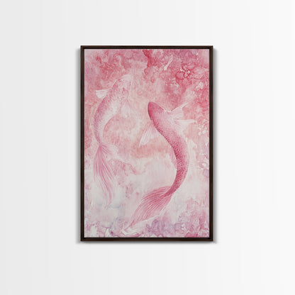 Canvas Print Koi Fish Painting Pink Abstract Art Zen Wall Art Minimalist Artwork Living Room Decor Gift Idea Bedroom Wall Art