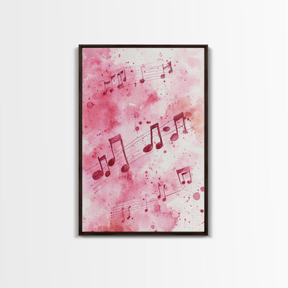 Musical Notes Canvas Print, Pink Abstract Watercolor Art, Music Lovers Gift, Therapy Wall Art, Light Pink Bedroom Living Room Decor