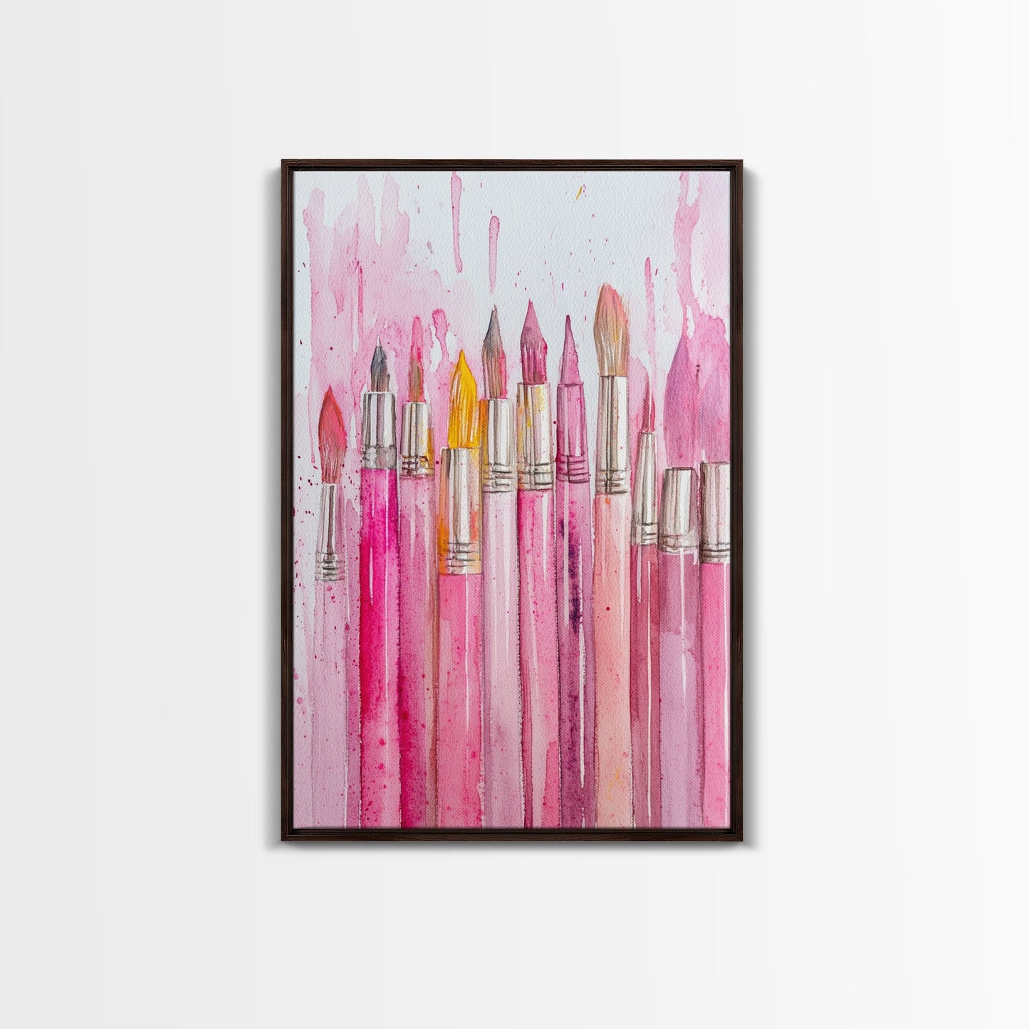 Painterly Brushes Canvas Print Pink Abstract Art Whimsical Art Rustic Decor Minimalist Dorm Wall Art Gift Idea Art Nouveau
