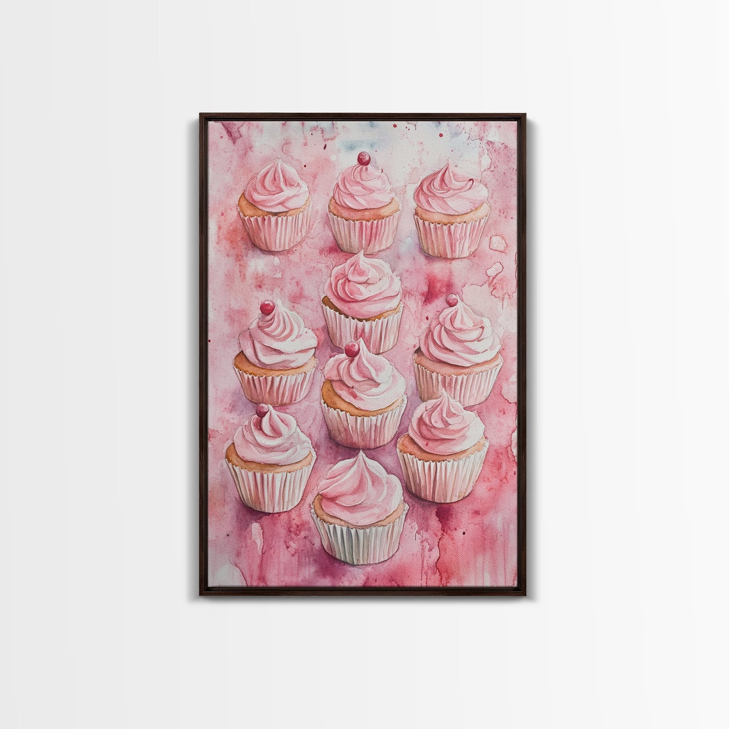Pink Cupcakes Canvas Print Food Review Kitchen Art Dessert Wall Art Rustic Farmhouse Decor Gift Idea Pastel Whimsical Artwork