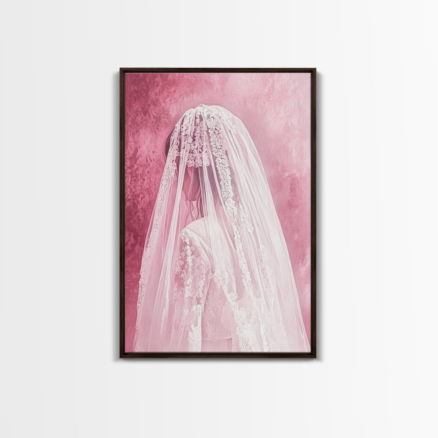 Bride Silhouette Canvas Print Angel Art Prints Pink Wall Art Bedroom Decor Romantic Artwork Wedding Gift Light Pink Art