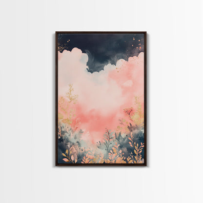 Moody dark romance painting with gold accents framed canvas print autumn-inspired wall decor rustic wabi sabi art farmhouse gift