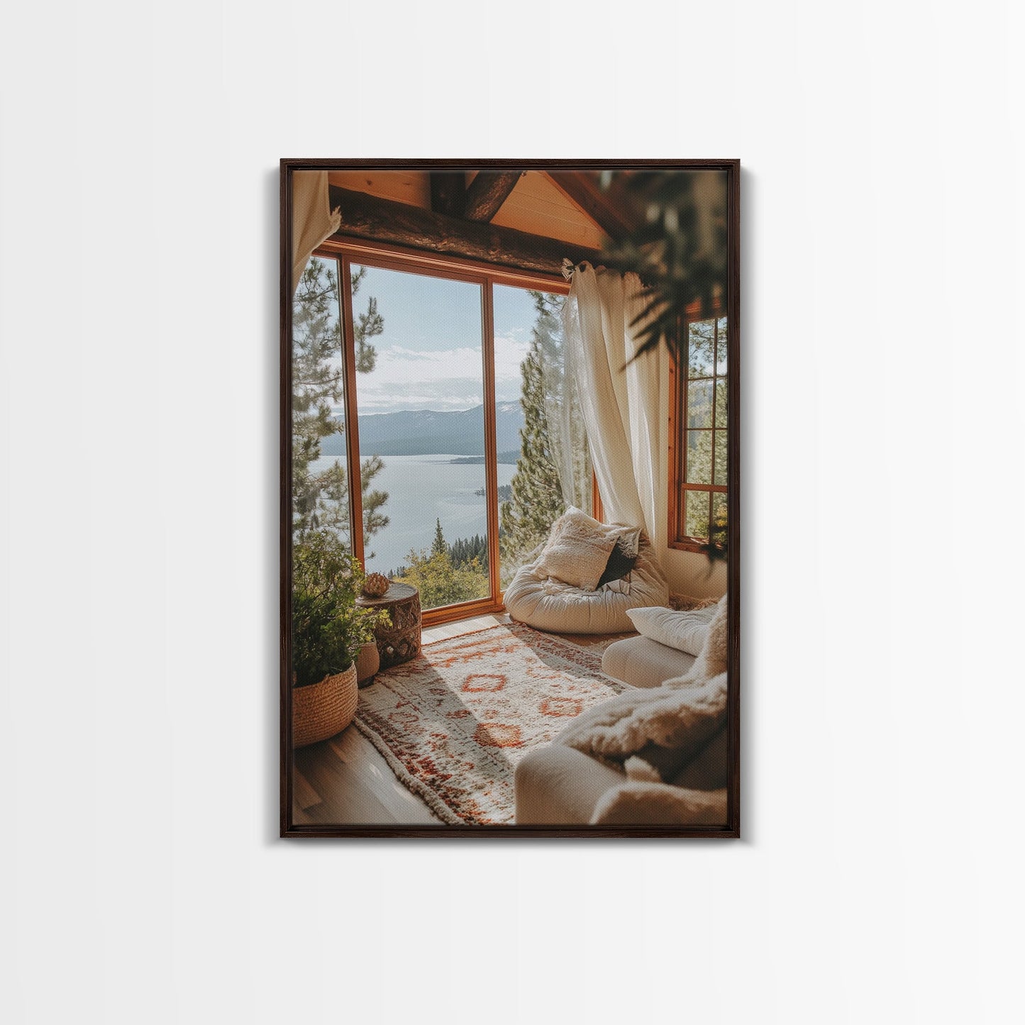 Cozy Lake View Canvas Print Coastal Wall Art Bedroom Decor Lake Tahoe Art Nautical Wall Art Rustic Decor Above Bed Wall Art