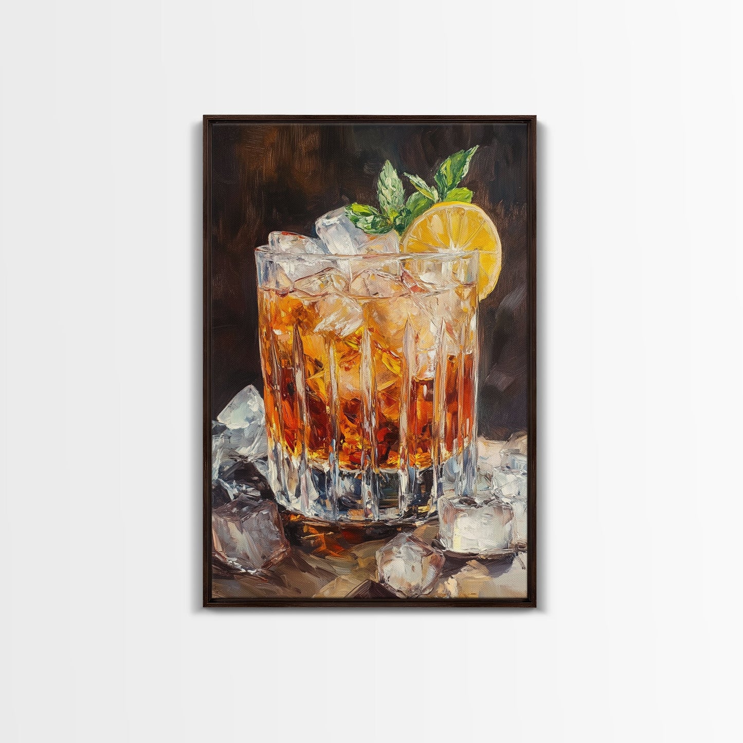 Lemon Whiskey Drink Canvas Print | Bar Kitchen Wall Art | Decor Martini Painting | Living Room Gift Idea for Him Art Print