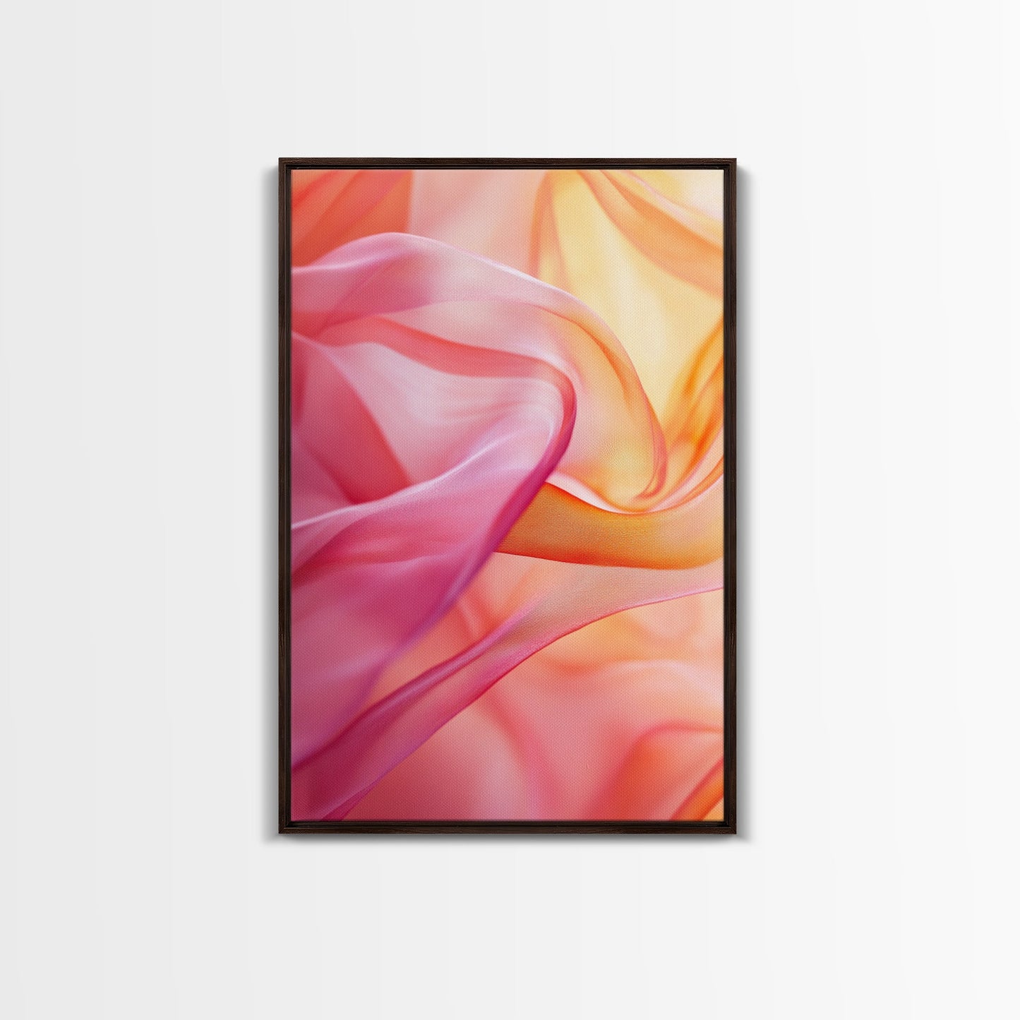 Sheer Pink and Orange Canvas Print with Light Pink Wall Art Aesthetic and Minimalist Zen Decor for Bedroom or Guest Room