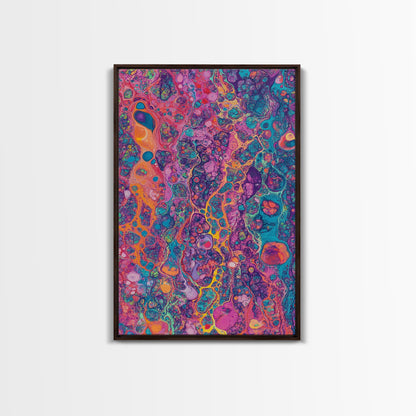 Psychedelic Swirls Abstract Framed Canvas Print Colorful Moody Art Sacred Geometry Wall Art Living Room Boho Decor