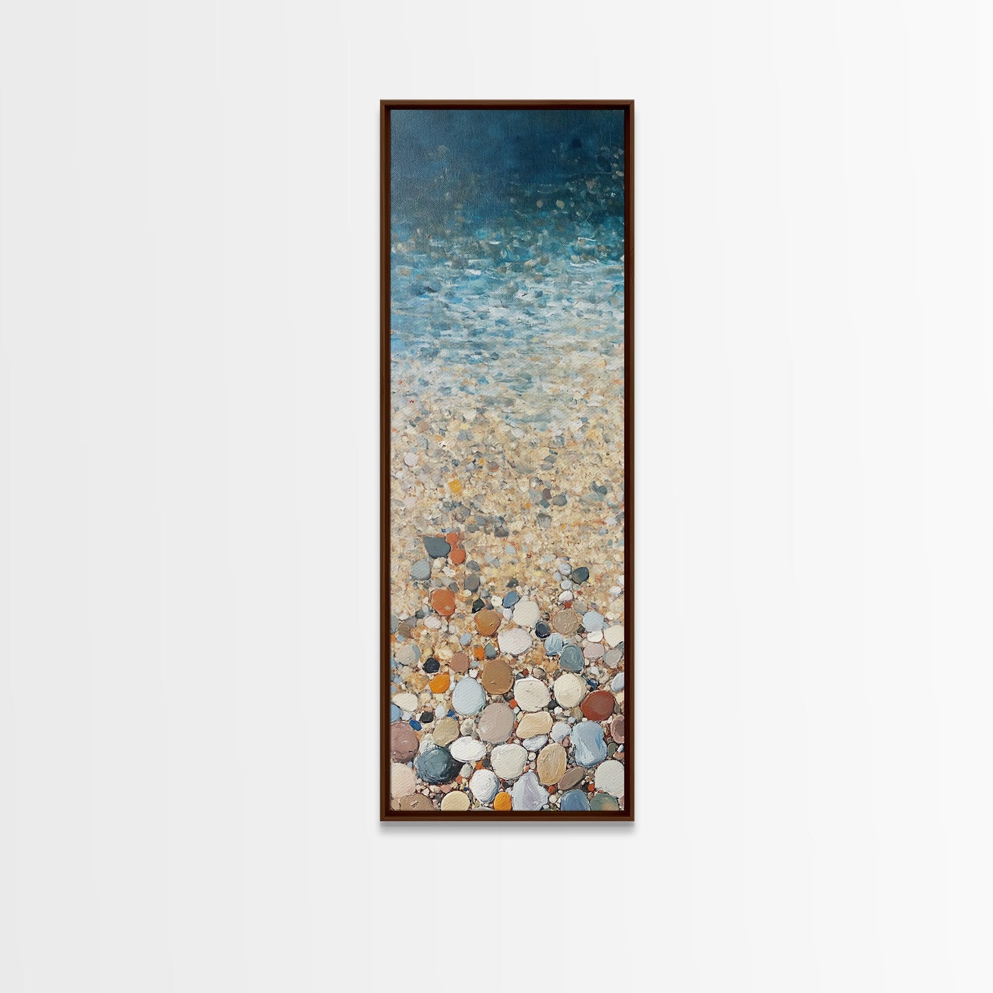 Beach Shoreline, coastal painting, mosaic wall art, ocean decor, nautical wall art, farmhouse art, Framed Canvas Print, rustic decor