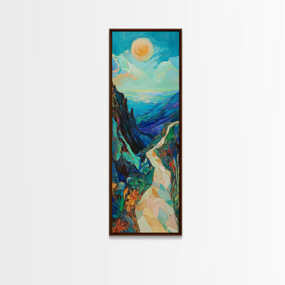 Mountain Painting, Canvas Print, sunset wall art, pink orange wall art, extra wide art, panoramic painting, landscape painting