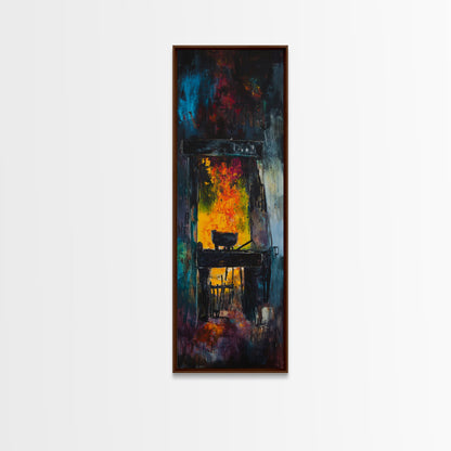 Witch cauldron, dark romance painting, moody art, gothic decor, black magic wall art, Halloween art, framed canvas print