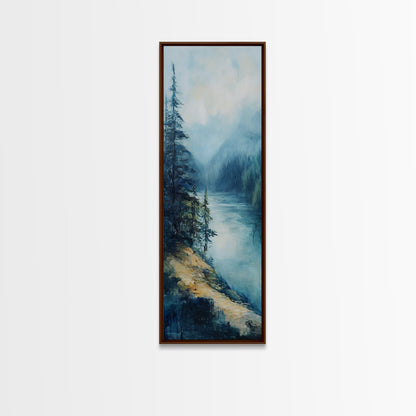Misty Forest, lake Tahoe art, mountain painting, smoky mountain art, rustic decor, framed canvas print, landscape painting