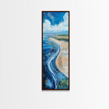 Coastal Shore, coastal landscape art, framed canvas print, Ireland painting, beach art, nautical decor, panoramic painting
