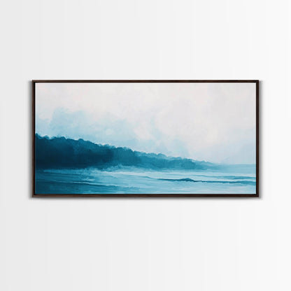 Coastal landscape art, panoramic art, framed canvas print, extra wide art, minimalist art, nautical wall art, seascape painting