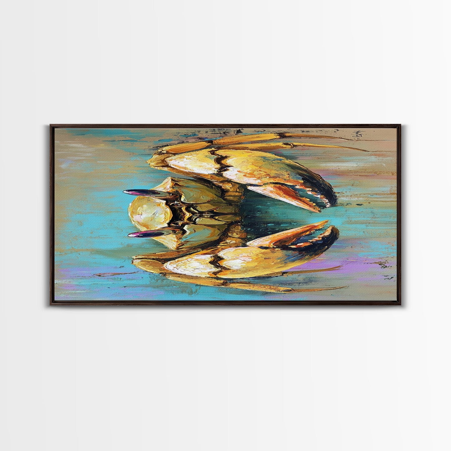 Krabbenbild, Küstendeko, Maritime Wandkunst, Rustikale Kunst, Gerahmter Leinwanddruck, Meereskunst, Strandhauskunst, Kunst mit Meeresmotiven