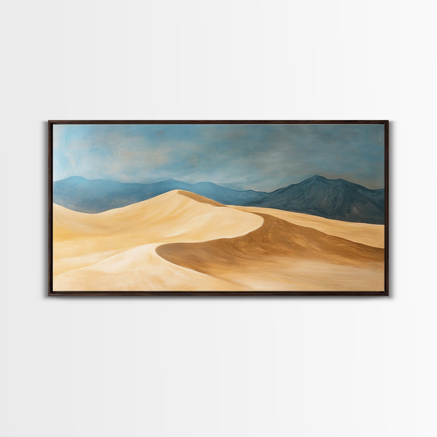 Desert Landscape, Mountain Painting, Rustic Decor, Southwest Wall Art, Framed Canvas Print, Panoramic Art, Earthy Tones Wall Art