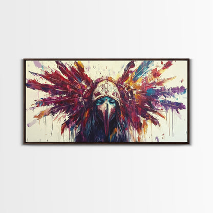 Tribal Warrior, Framed Canvas Print, dark angels wall art, moody art, abstract portrait, afrocentric wall art, gothic painting