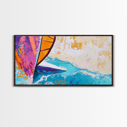 Sailboat Painting, Coastal Art, Nautical Decor, Canvas Print, Surf Wall Art, Ocean Art, Coastal Cowgirl Wall Art, Seascape Painting