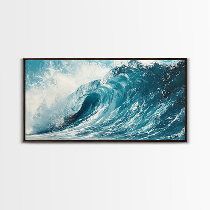 Meereswellenkunst, Seestückmalerei, Küstendekoration, Nautische Wandkunst, Geschenkidee für Strandhäuser, Blau-grüne Wandkunst, Gerahmter Leinwanddruck