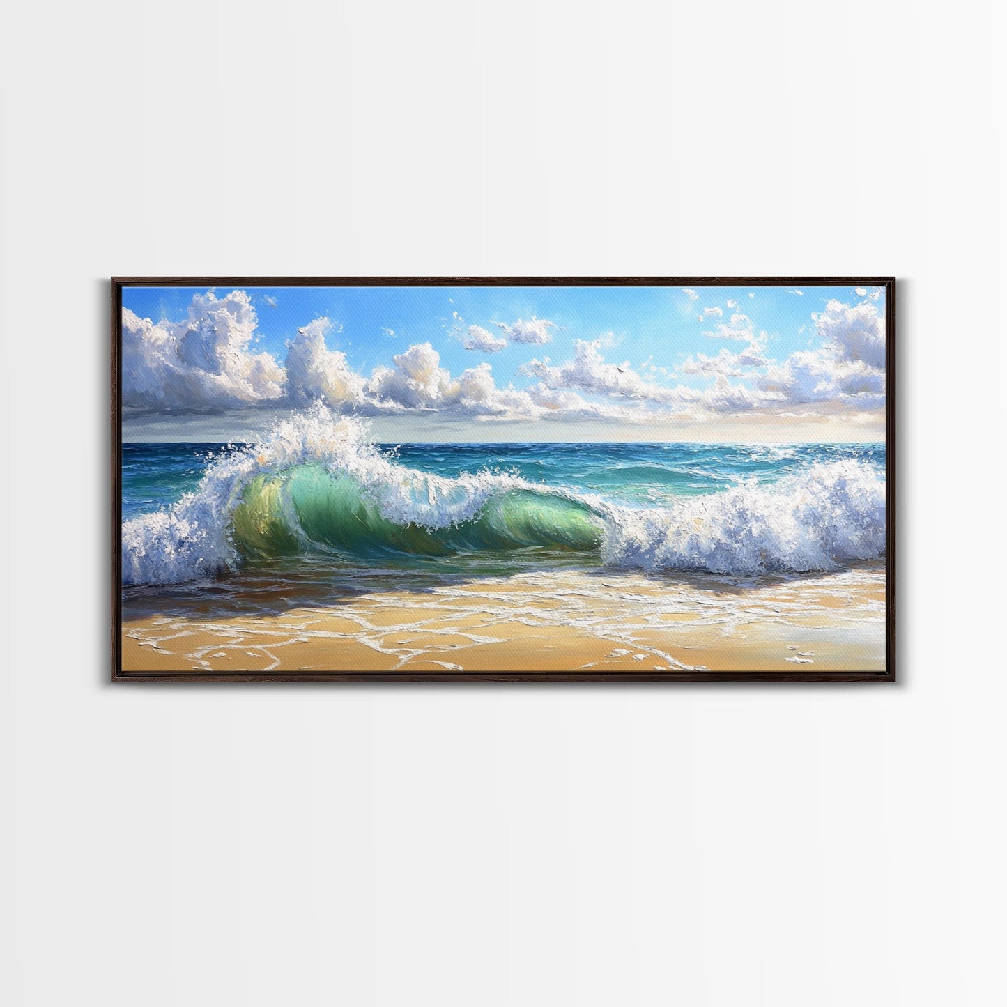 Beach Wave Painting, Coastal Landscape Art, Ocean Wall Art, Surf Wall Art, Nautical Decor, Seascape Art, Horizontal Wall Art, Canvas Print