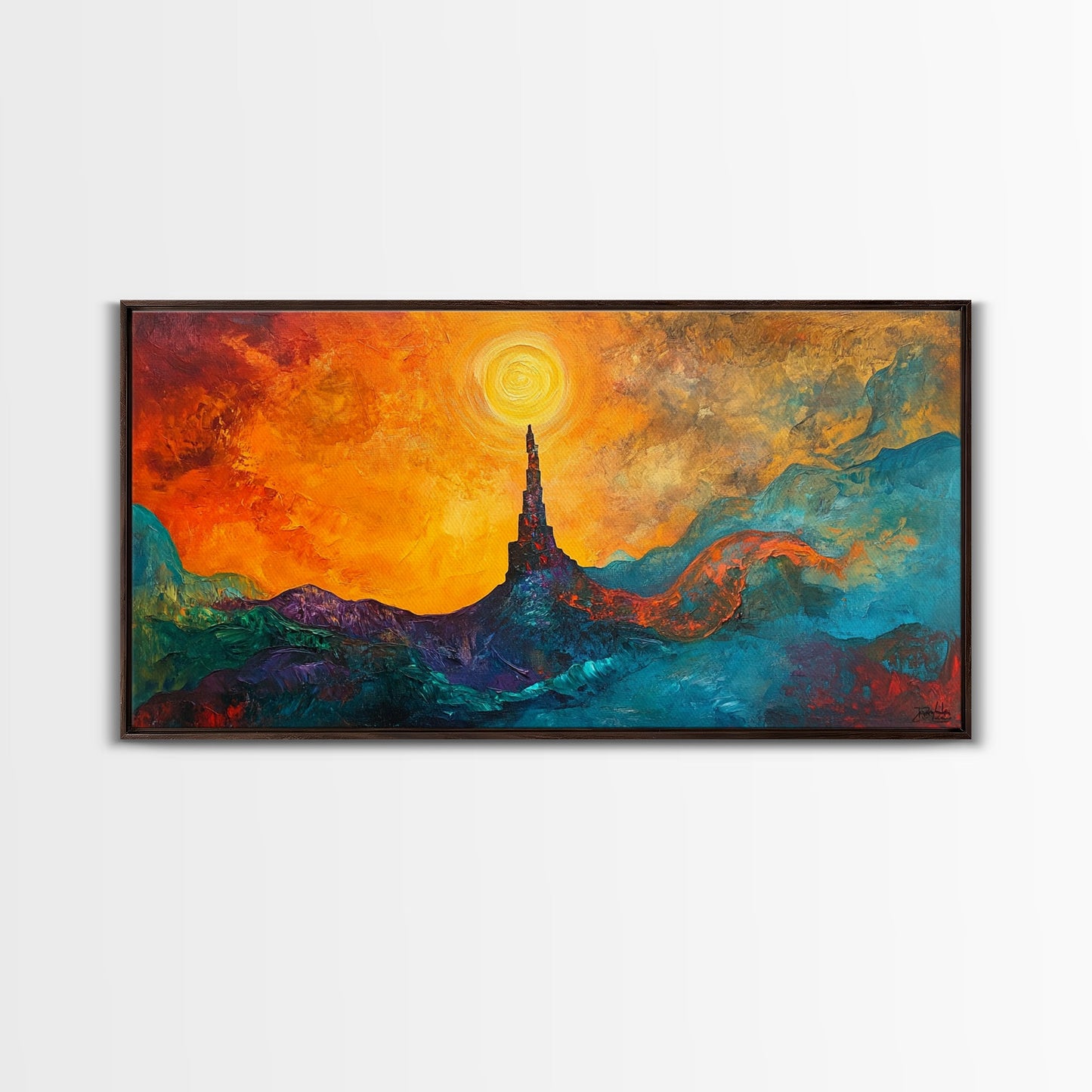 Ozymandias Art, Fantasy Landscape Art, Surreal Painting, Dark Romance Painting, Sunset Wall Art, Horizontal Art, Framed Canvas Print