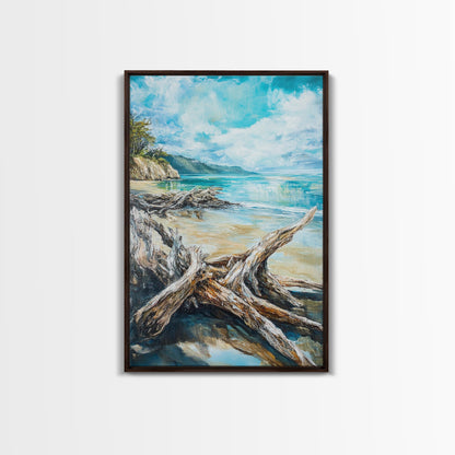 Beach, coastal painting, ocean painting, landscape painting, framed canvas print, lake Tahoe art, nautical wall art, beach house decor