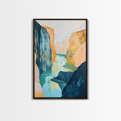 Canyon River, Southwest Wall Art, Mountain Painting, Rustic Art, Landscape Painting, Extra Wide Art, Boho Art, Framed Canvas Print