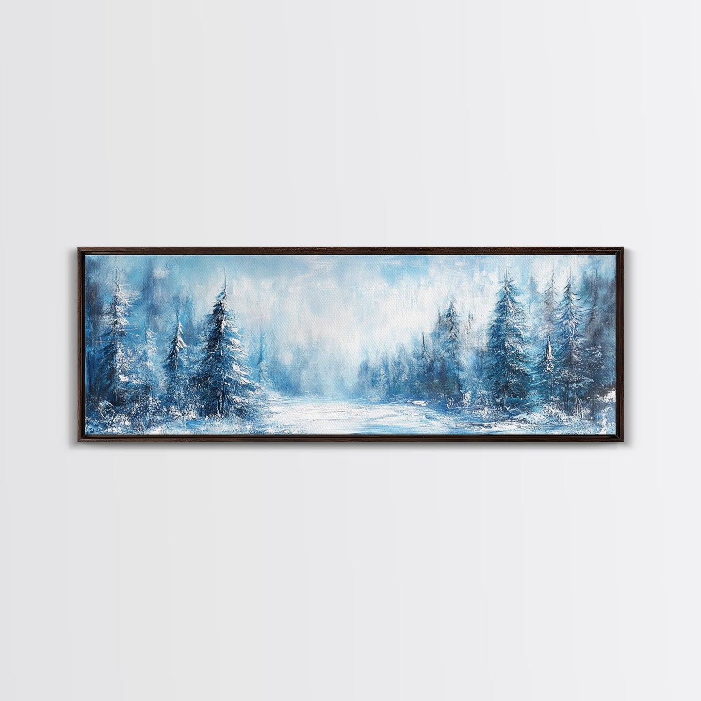 Winter Wonderland Framed Canvas Print, Snowy Forest Wall Art, Christmas Home Decor, Scandinavian Winter Art, Cozy Cabin Wall Art
