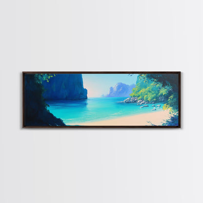 Hidden Beach Cove Canvas Print Tropical Landscape Wall Art Coastal Nature Decor Living Room Office Relaxing Ocean Gift