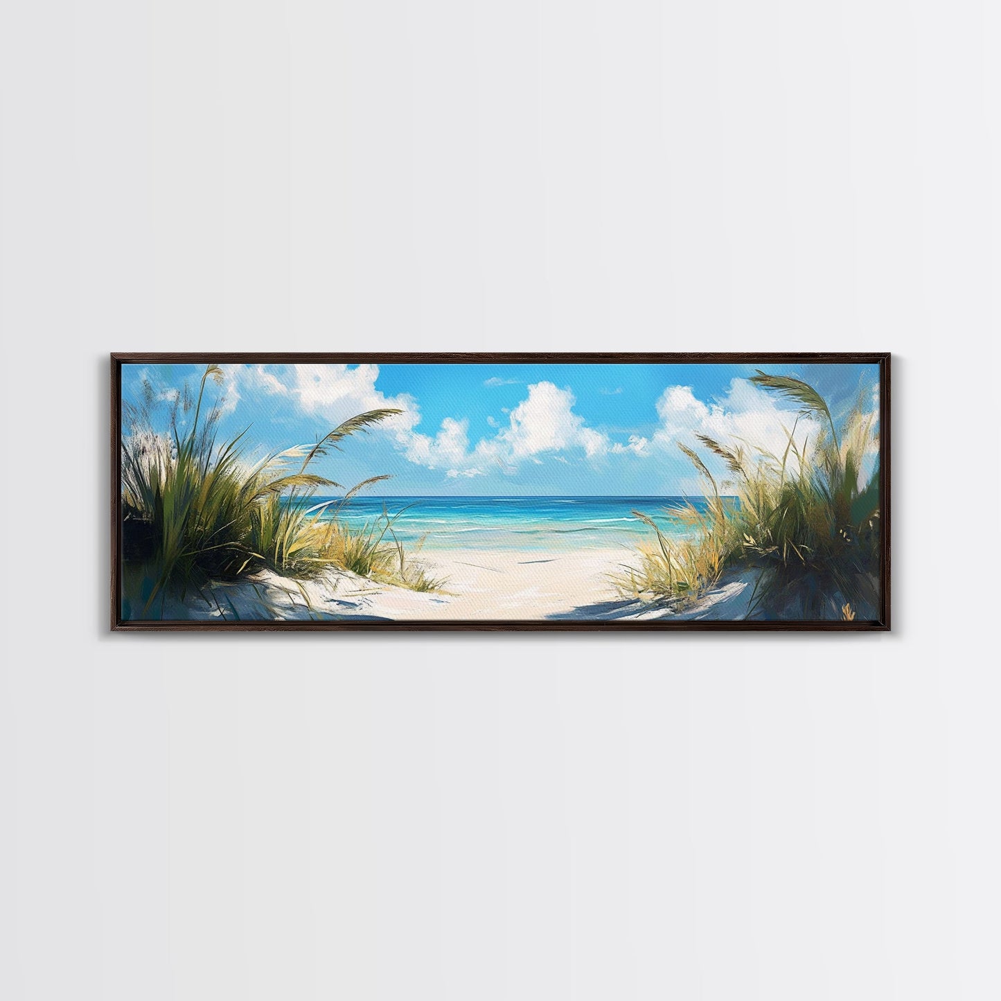 Tranquil Ocean Beach View Canvas Print, Coastal Wall Art, Blue Nautical Decor, Modern Seascape Painting, Beach House Decor