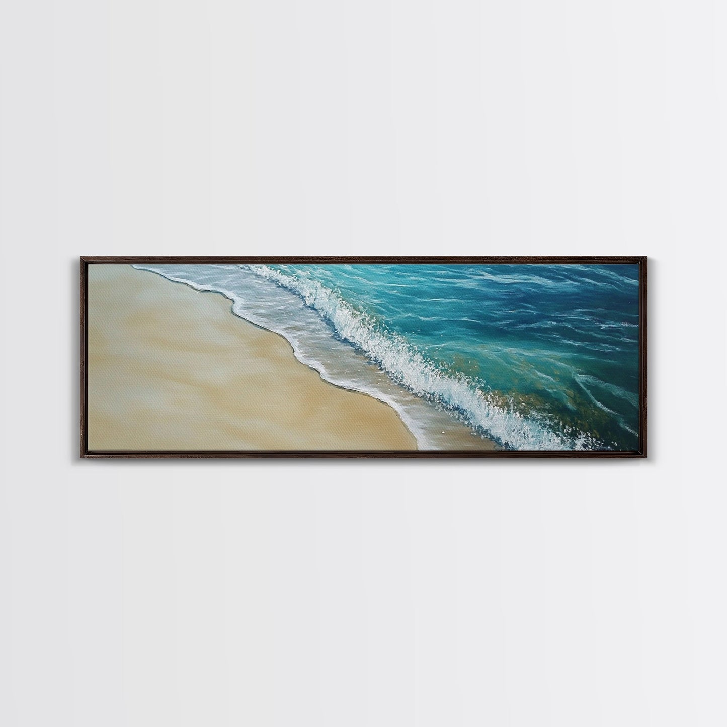 Gentle Ocean Wave Shoreline Canvas Print, Coastal Wall Art, Beach Serenity Painting, Calming Seaside Decor, Zen Living Room Artwork