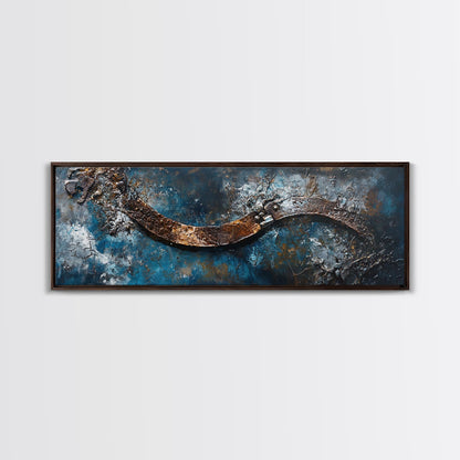 Industrial Wall Art, Dark Texture Painting, Masculine Decor, Framed Canvas Print, Office Artwork, Rustic Metal Art