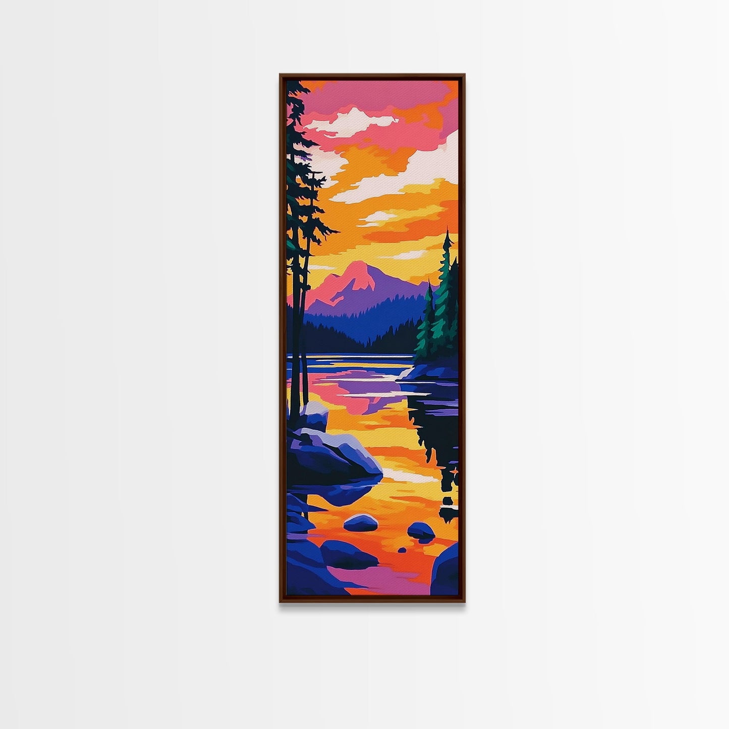 Vibrant Horizon, Fiery Sunset, Framed Canvas Print, Bold Sky Art, Modern Wall Decor, Living Room Accent, Nature Inspired Gift