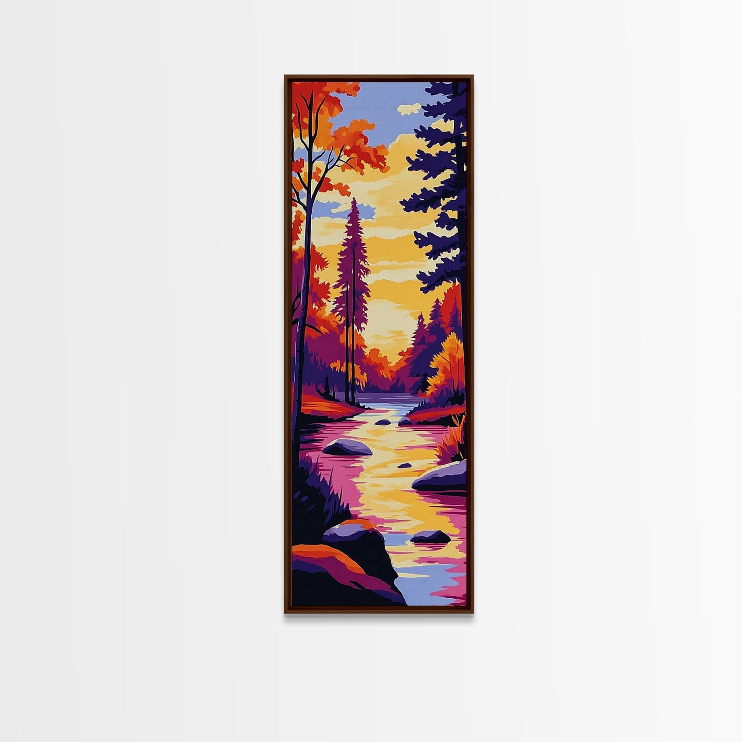 Autumn River, Forest Wall Art, Cozy Fall Decor, Nature Canvas Print, Cabin Home Art, Rustic Living Room Decor, Landscape Art