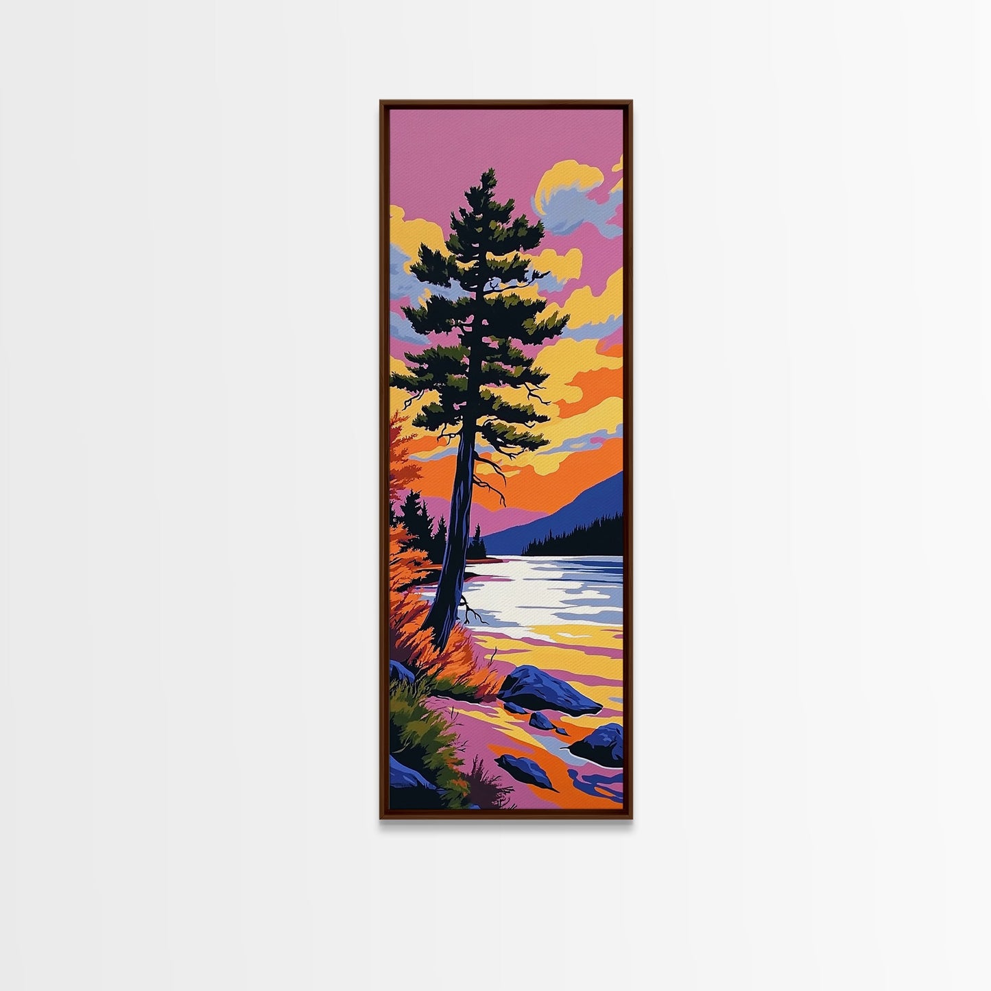 Solitary Pine Tree, Wilderness Art, Scenic Lake View, Outdoor Adventure Canvas Print, Sunset Landscape, Mountain Inspired