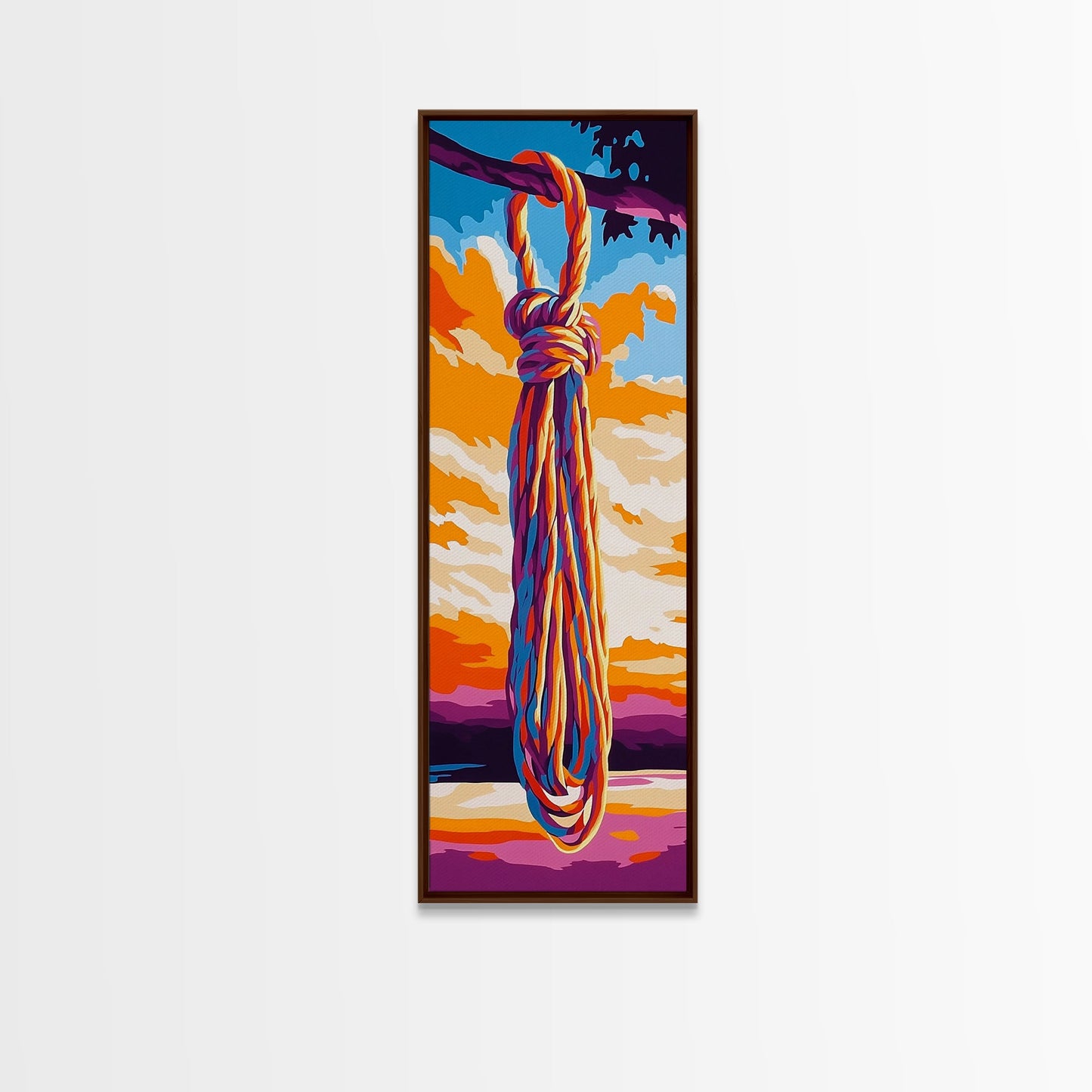 Hanging Rope, Nautical Art, Framed Canvas Print, Coastal Wall Art, Rustic Home Decor, Beach House Art, Minimalist Nature Painting