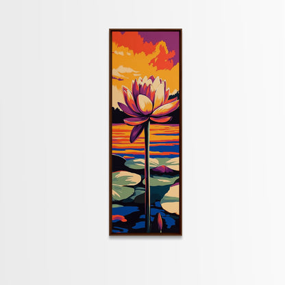 Water Lily, Serene Lake, Nature Art, Framed Canvas Print, Zen Home Decor, Peaceful Wall Art, Meditation Room Print, Botanical Painting
