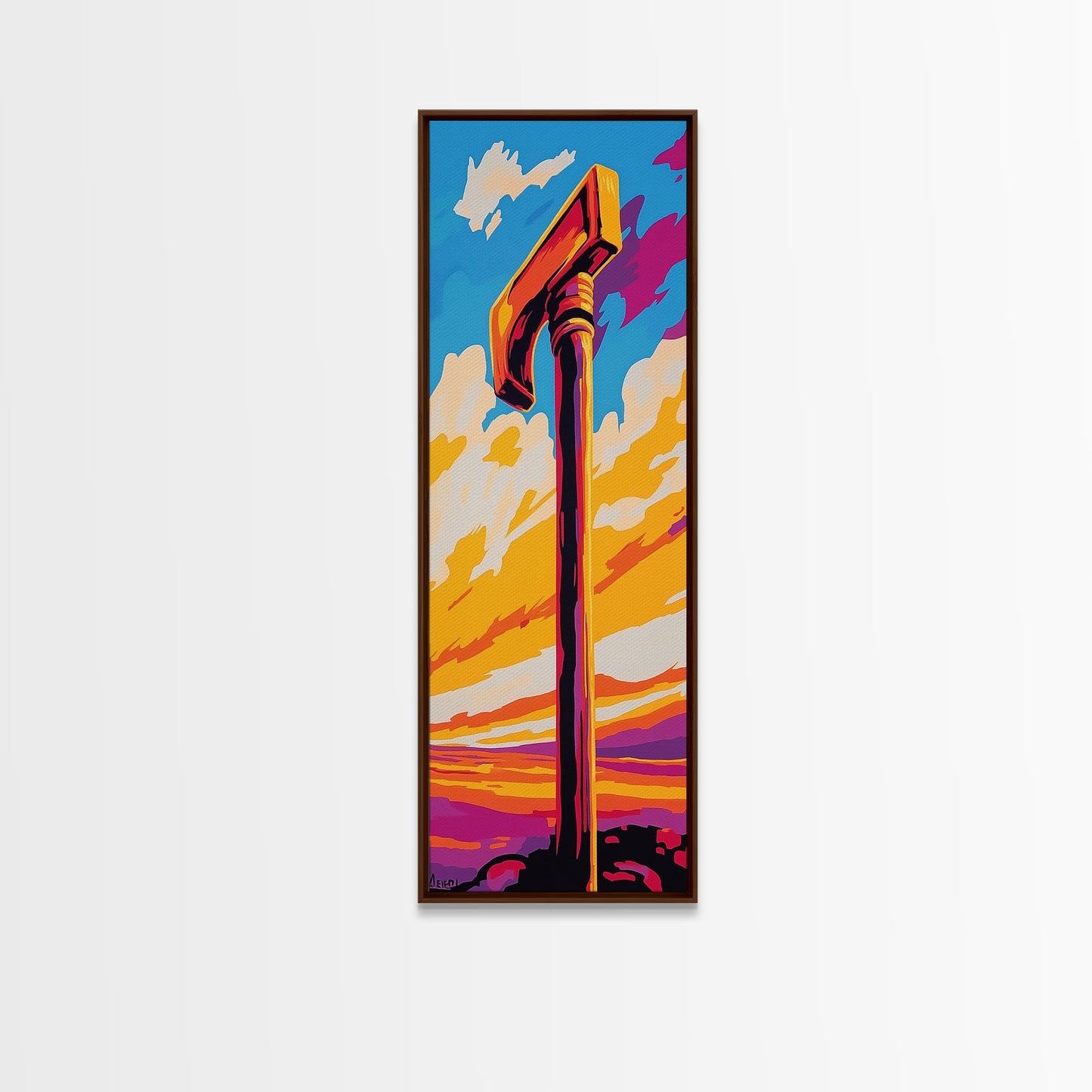 Sonnenuntergang mit dem Turmhammer, gerahmter Leinwanddruck, Fantasiekunstwerk, ausdrucksstarke abstrakte Dekoration, eindrucksvoller Wohnakzent, einzigartige Wandkunst, Geschenkidee