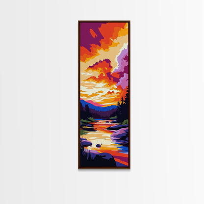 Canyon Sunset Scene, Vibrant Nature Wall Art, Desert Landscape Print, Warm Color Home Decor, Living Room Art, Framed Canvas Print