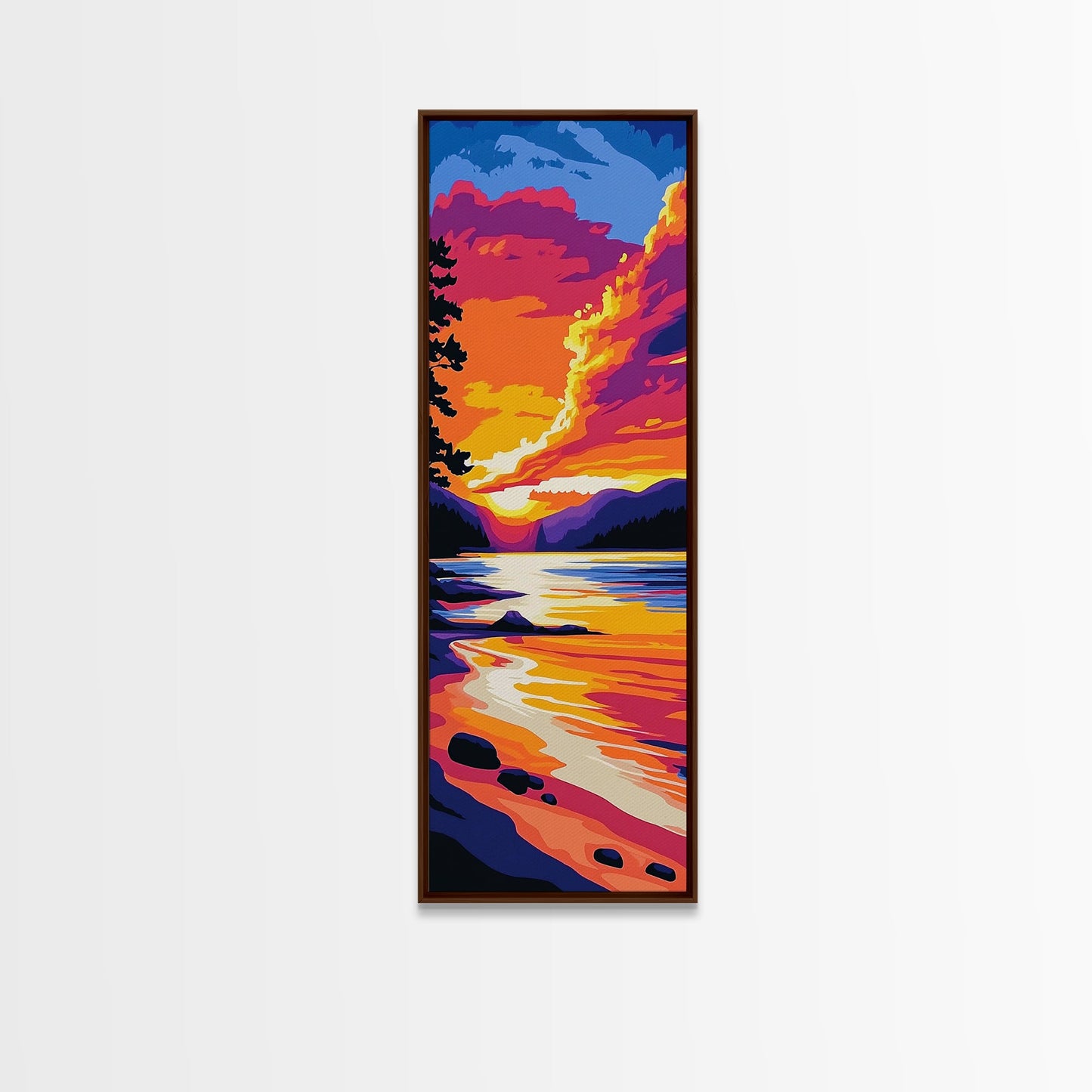 Pine Reflection, Forest Lake, Nature Art, Framed Canvas Print, Serene Landscape, Rustic Wall Art, Cabin Decor, Cozy Retreat