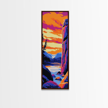 Mountain Cliffs, Nature Adventure, Framed Canvas Print, Hiking Wall Art, Outdoor Explorer Decor, Cabin Wall Art, Landscape Painting