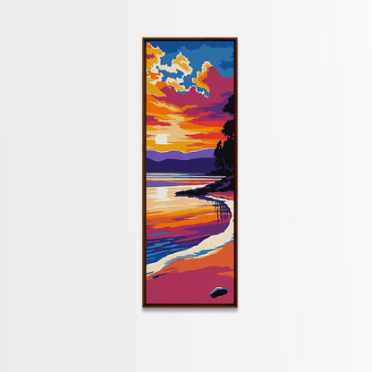 Sunset Beach, Ocean Wall Art, Coastal Decor, Framed Canvas Print, Vibrant Seascape, Modern Home Decor, Living Room Art, Boho Print