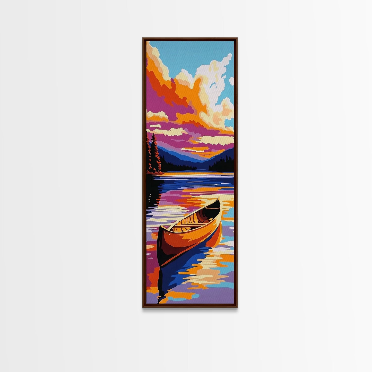 Canoe Reflection, Lake Serenity, Framed Canvas Print, Rustic Cabin Decor, Fall Adventure Art, Wall Hanging, Outdoor Enthusiast Gift