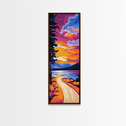 Autumn Lake, Fall Foliage Reflection, Cozy Cabin Decor, Seasonal Nature Artwork, Framed Canvas Print, Warm Tones, Woodland Scene