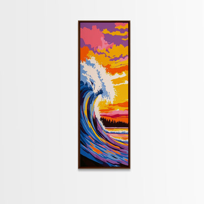 Surf Wave, Sunset Art, Colorful Ocean, Beach Wall Art, Seascape Painting, Vibrant Decor, Coastal Home, Modern Design, Canvas Print