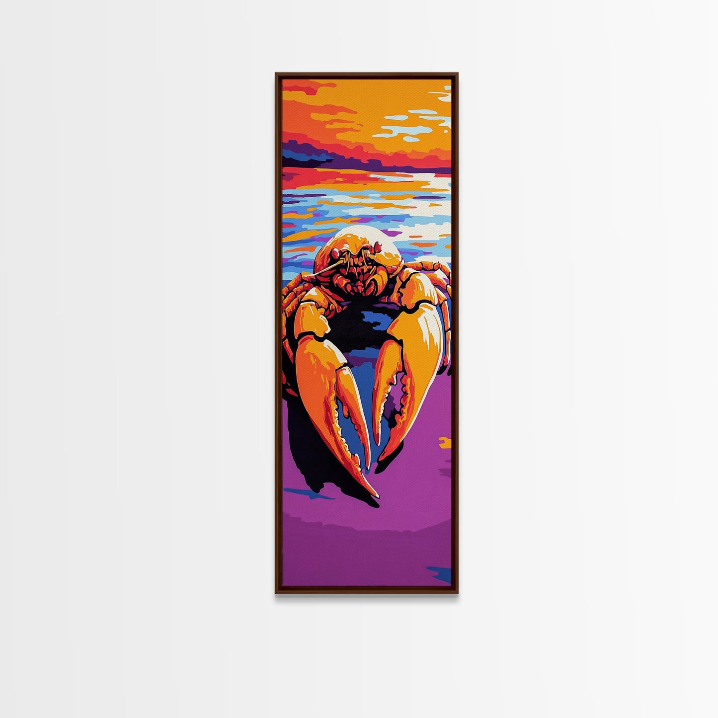 Crab Art, Ocean Theme, Nautical Decor, Bold Colors, Coastal Kitchen, Seafood Wall Art, Beach House, Living Room, Framed Canvas Print