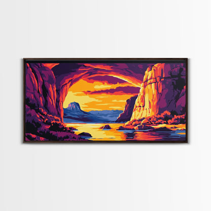 Canyon View, River Sunset, Majestic Landscape, Southwest Decor, Warm Tones, Nature Escape, Living Room or Office, Framed Canvas Print