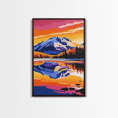 Hoch aufragende Kiefern, goldener Schein, majestätische Bäume, gerahmter Leinwanddruck, Naturgemälde, Waldlandschaft, Herbstliche Wanddekoration, Wohnzimmerdeko