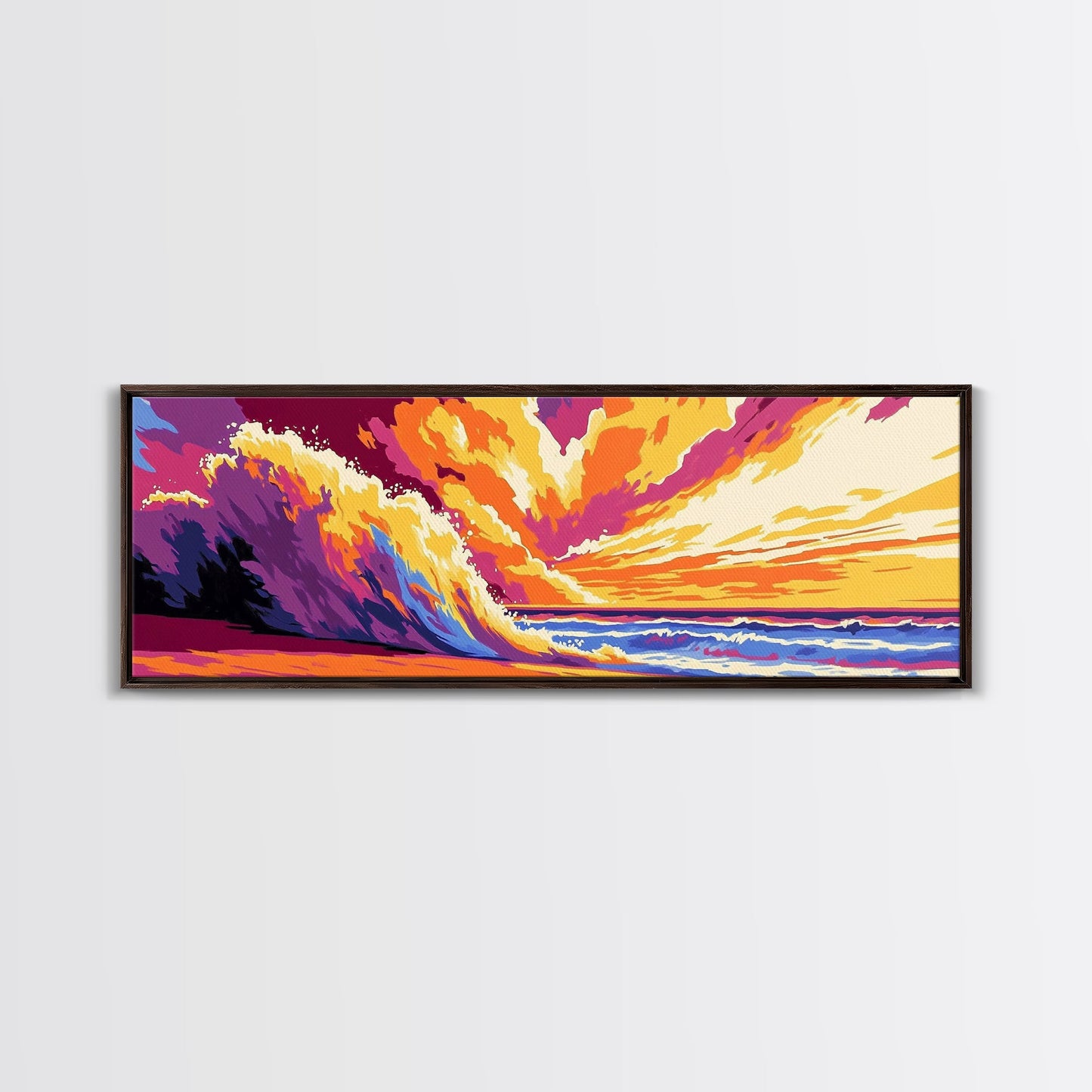 Ocean Wave, Beach Canvas Print, Vibrant Coastal Art, Tropical Wall Art, Framed Canvas Print, Surfing Decor, Colorful Seascape Painting