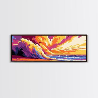 Ocean Wave, Beach Canvas Print, Vibrant Coastal Art, Tropical Wall Art, Framed Canvas Print, Surfing Decor, Colorful Seascape Painting