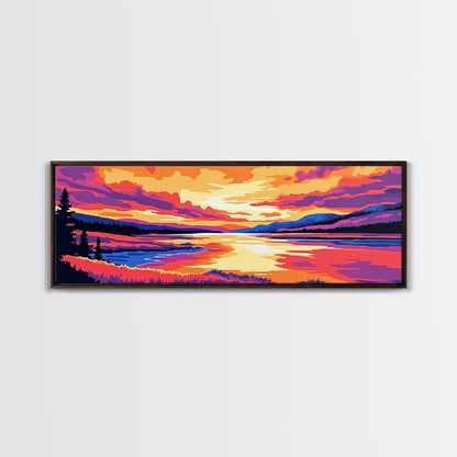 Serene River, Sunset Reflection, Vibrant Scenery, Peaceful Escape, Canvas Print, Nature Wall Art, Living Room Decor, Rustic Aesthetic