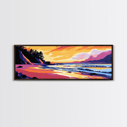 Ocean Waves, Beach Sunset, Coastal Serenity, Seaside Home Decor, Canvas Print, Relaxing Living Room Wall Art, Vibrant Nature Art